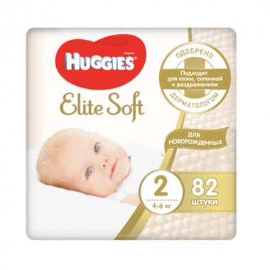 Подгузники Huggies Elite Soft 2 Mega 4-6 кг 82 шт (5029053547985)