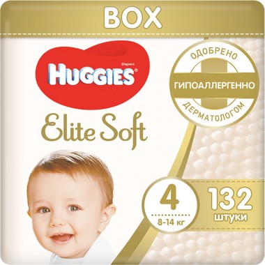 Подгузники Huggies Elite Soft 4 Box 8-14 кг 132 шт (5029054566220)