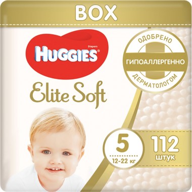 Подгузники Huggies Elite Soft 5 Box 12-22 кг 112 шт (5029054566237)   