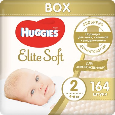 Подгузники Huggies Elite Soft 2 Box 4-6 кг 164 шт (5029053547992)   